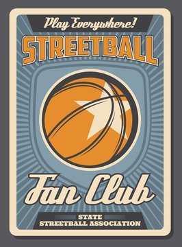 Streetball sport fan club vector retro poster