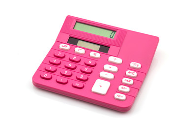 Pink calculator on white