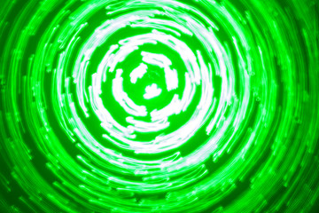 abstract background of green light circles made with lightpainting technique