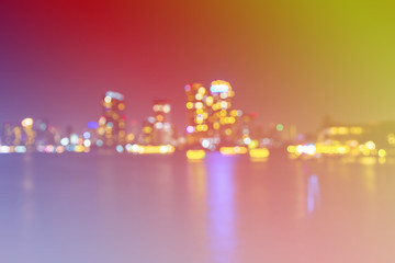 light bokeh of city on the river at night