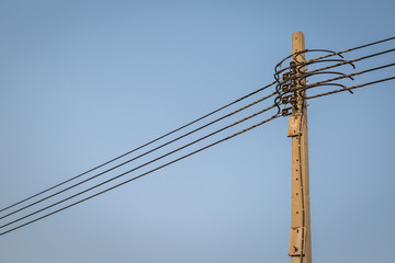 High voltage electricity pole with  clear sky