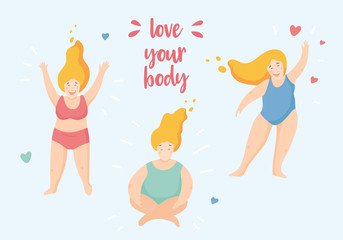 Body positive women on the beach