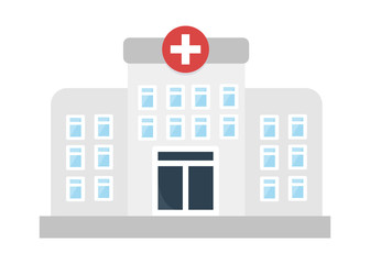 hospital icon in flat style isolated vector illustration on white transparent background. medical building icon vector.