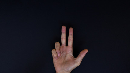 Hand gestures isolated on black background