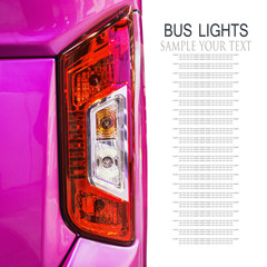 rear Parking lights of bus isolated on white background. Text delete