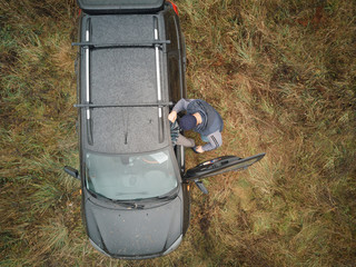 Aerial view of a car