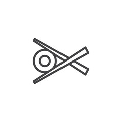 Sushi rolls and Chopsticks outline icon. linear style sign for mobile concept and web design. Asian food simple line vector icon. Symbol, logo illustration. Pixel perfect vector graphics