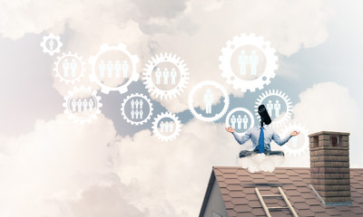 Concept of security and privacy protection with camera headed ma