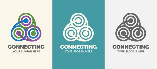 Abstract business company logo. Corporate identity design element. Technology, Social Media Logotype idea. People connect, Circle segment interaction, integrate geometric concept. Colorful Vector icon