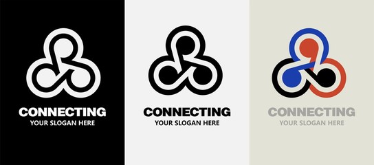 Abstract business company logo. Corporate identity design element. Technology, Social Media Logotype idea. People connect, Circle segment interaction, integrate geometric concept. Colorful Vector icon