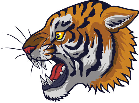 Angry tiger head mascot