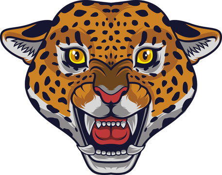 Angry leopard head mascot