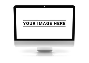 Isolated modern computer with shadow front view 3d rendering