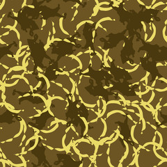 UFO military camouflage seamless pattern in different shades of green and yellow colors