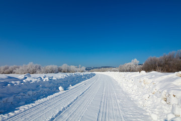 Fototapeta premium winter landscape with road