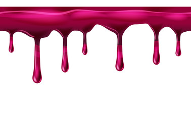 Dripping seamless red, cherry, dripps, liquid drop and splash, blood repeatable isolated on white, vector and illustration.