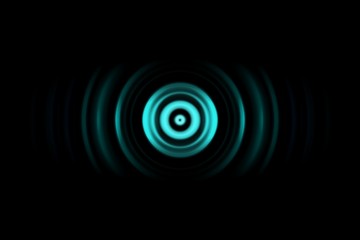 Abstract green ring with sound waves oscillating background