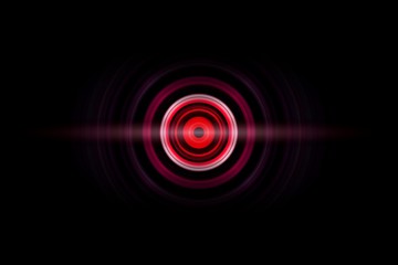 Abstract light red ring with sound waves oscillating background