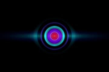 Abstract red and green ring with sound waves oscillating background