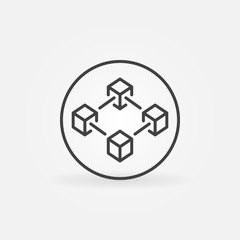 Obraz premium Blockchain in circle line icon. Block chain Technology sign