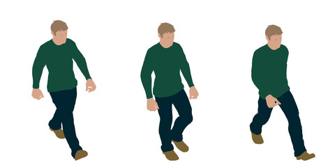 Walking man. Isolated on white background. Vector illustration.