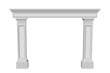Arch from pilasters. Isolated on white background. 3d Vector illustration.