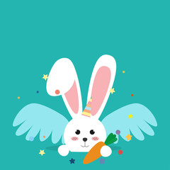 Happy Easter bunny in a unicorn costume vector