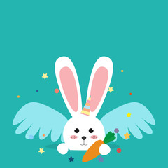 Happy Easter bunny in a unicorn costume vector