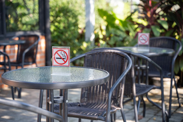please Stop smoking concept No smoking sign in the coffee shop go free smoking area