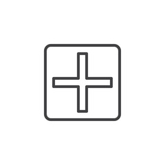 Obraz premium Mathematics plus outline icon. linear style sign for mobile concept and web design. Add button line vector icon. Symbol, logo illustration. Pixel perfect vector graphics