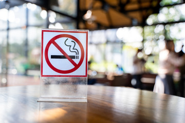 Don't smoke sign No smoking sign in in coffee cafe