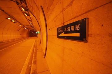 Papier Peint photo Tunnel トンネル内の非常電話案内