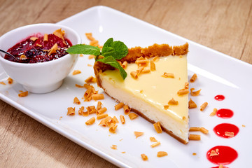 cheesecake with berry sauce