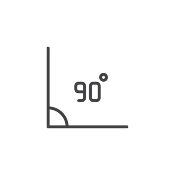 90 Degrees Angle outline icon. linear style sign for mobile concept and web design. Right angle simple line vector icon. Symbol, logo illustration. Pixel perfect vector graphics