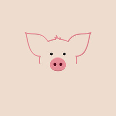 pig on pink background