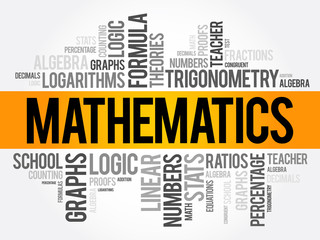 Mathematics word cloud collage, education concept background