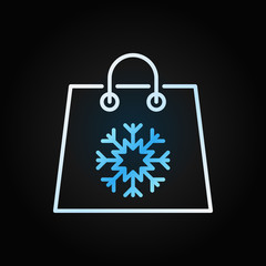 Christmas shopping paper bag colorful line vector icon