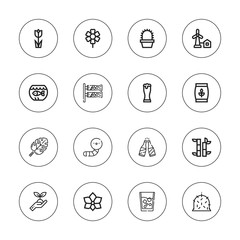 Fototapeta premium Collection of 16 outline plant icons
