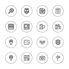 Collection of 16 outline photo icons