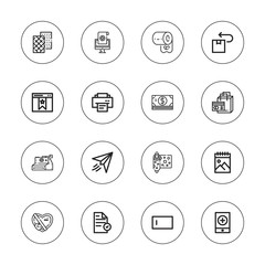 Collection of 16 outline paper icons