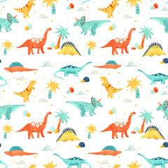 Watercolor dinosaur baby pattern