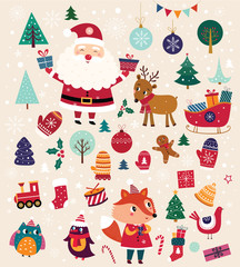 Illustration with Christmas heroes