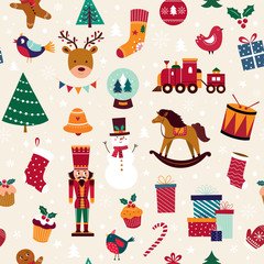 Christmas and New Year seamless pattern 