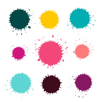 Vector Stains - Blots Set Isolated on White Background. Colorful Splashes.