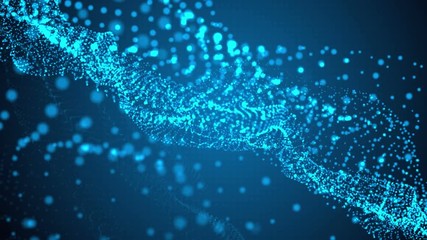 Abstract background. Blue light particles in organic motion. 