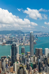 Fototapeta premium Panoramiczny widok na panoramę Hongkongu. Chiny