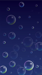ubble with Hologram Reflection. Set of Realistic Water or Soap Bubbles for Your Design.