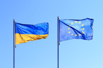flag of Ukraine Europe / flags developing in the wind