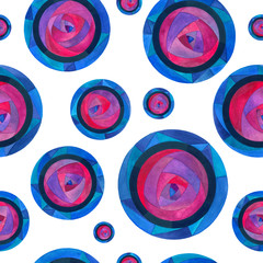 Watercolor abstract circles seamless pattern. Hand painted modern polka dots texture for surface design, textile, wrapping paper, wallpaper, phone case print, fabric.
