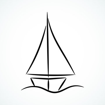 Contour sailing symbol, isolated vector